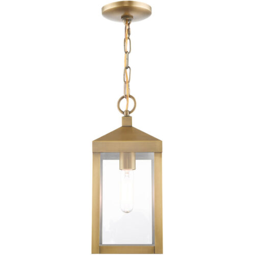 6.25 inch 1 Light Nordic Gray Outdoor Pendant Lantern with Clear Glass Shade-Lighting LumensLantern