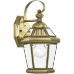 7 inch 1 Light Antique Brass Outdoor Wall Lantern Pendant Lighting Fixture with Clear Glass Panel Shade-Lighting LumensLantern