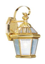 7 inch 1 Light Polished Brass Outdoor Wall Lantern Pendant Lighting Fixture with Clear Glass Panel Shade-Lighting LumensLantern