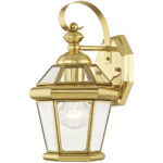 7 inch 1 Light Polished Brass Outdoor Wall Lantern Pendant Lighting Fixture with Clear Glass Panel Shade-Lighting LumensLantern