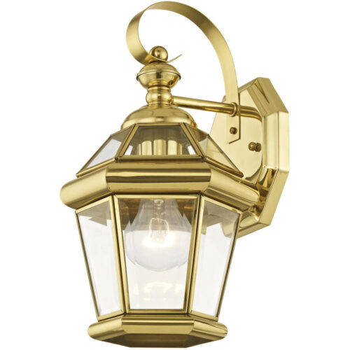 7 inch 1 Light Polished Brass Outdoor Wall Lantern Pendant Lighting Fixture with Clear Glass Panel Shade-Lighting LumensLantern