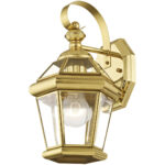 7 inch 1 Light Polished Brass Outdoor Wall Lantern Pendant Lighting Fixture with Clear Glass Panel Shade-Lighting LumensLantern