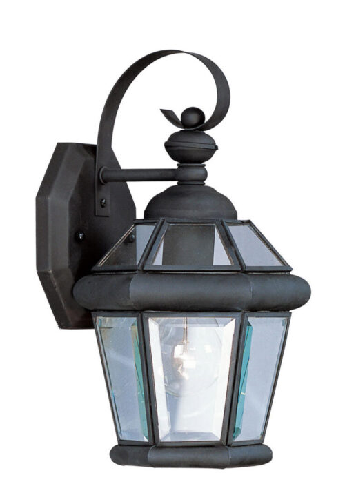 7 inch 1 Light Black Outdoor Wall Lantern Pendant Lighting Fixture with Clear Glass Panel Shade-Lighting LumensLantern