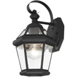 7 inch 1 Light Black Outdoor Wall Lantern Pendant Lighting Fixture with Clear Glass Panel Shade-Lighting LumensLantern