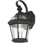 7 inch 1 Light Black Outdoor Wall Lantern Pendant Lighting Fixture with Clear Glass Panel Shade-Lighting LumensLantern