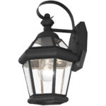 7 inch 1 Light Black Outdoor Wall Lantern Pendant Lighting Fixture with Clear Glass Panel Shade-Lighting LumensLantern