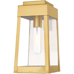 6.25 inch 1 Light Satin Brass Outdoor Post Top Lantern with Clear Glass Shade-Lighting LumensLantern