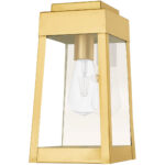 6.25 inch 1 Light Satin Brass Outdoor Post Top Lantern with Clear Glass Shade-Lighting LumensLantern