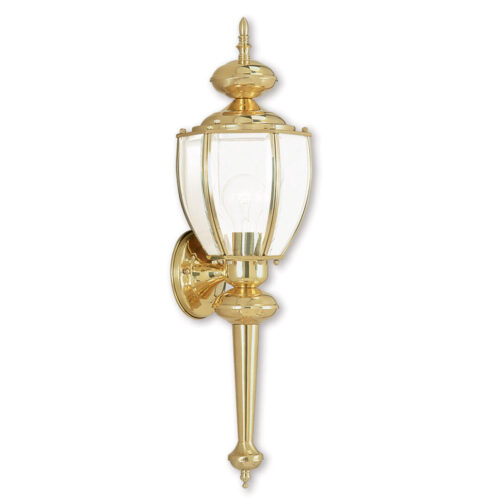 7 inch 1 Light Polished Brass Outdoor Wall Lantern Pendant Lighting Fixture with Clear Beveled Glass Shade-Lighting LumensLantern