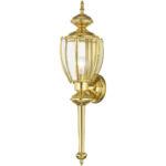 7 inch 1 Light Polished Brass Outdoor Wall Lantern Pendant Lighting Fixture with Clear Beveled Glass Shade-Lighting LumensLantern