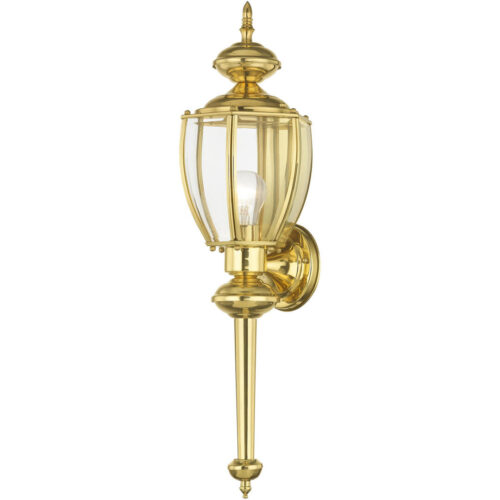 7 inch 1 Light Polished Brass Outdoor Wall Lantern Pendant Lighting Fixture with Clear Beveled Glass Shade-Lighting LumensLantern