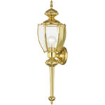 7 inch 1 Light Polished Brass Outdoor Wall Lantern Pendant Lighting Fixture with Clear Beveled Glass Shade-Lighting LumensLantern