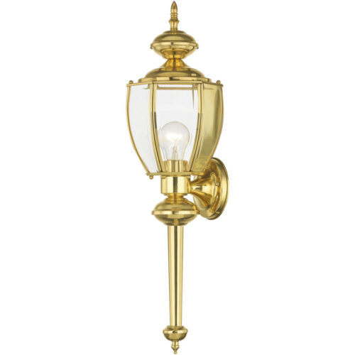 7 inch 1 Light Polished Brass Outdoor Wall Lantern Pendant Lighting Fixture with Clear Beveled Glass Shade-Lighting LumensLantern