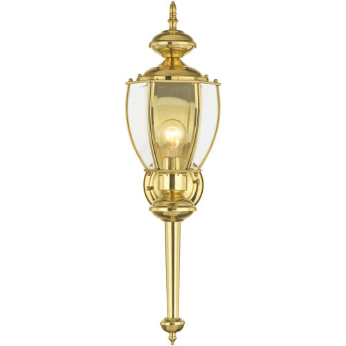 7 inch 1 Light Polished Brass Outdoor Wall Lantern Pendant Lighting Fixture with Clear Beveled Glass Shade-Lighting LumensLantern