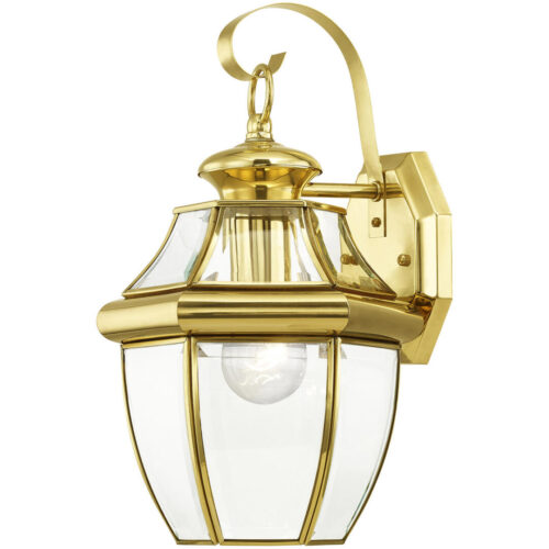 8.5 inch 1 Light Polished Brass Outdoor Wall Lantern Pendant Lighting Fixture with Clear Beveled Glass Shade-Lighting LumensLantern