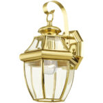 8.5 inch 1 Light Polished Brass Outdoor Wall Lantern Pendant Lighting Fixture with Clear Beveled Glass Shade-Lighting LumensLantern