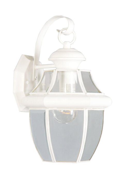 8.5 inch 1 Light White Outdoor Wall Lantern Pendant Lighting Fixture with Clear Beveled Glass Shade-Lighting LumensLantern