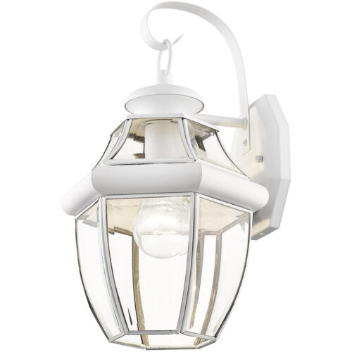 8.5 inch 1 Light White Outdoor Wall Lantern Pendant Lighting Fixture with Clear Beveled Glass Shade-Lighting LumensLantern