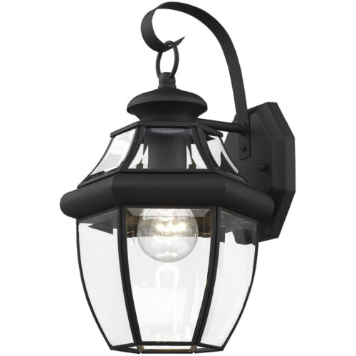 8.5 inch 1 Light Black Outdoor Wall Lantern Pendant Lighting Fixture with Clear Beveled Glass Shade-Lighting LumensLantern