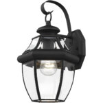 8.5 inch 1 Light Black Outdoor Wall Lantern Pendant Lighting Fixture with Clear Beveled Glass Shade-Lighting LumensLantern