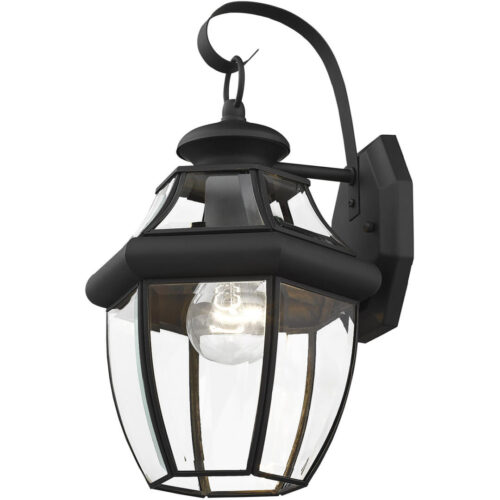 8.5 inch 1 Light Black Outdoor Wall Lantern Pendant Lighting Fixture with Clear Beveled Glass Shade-Lighting LumensLantern