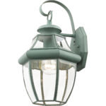 8.5 inch 1 Light Verdigris Outdoor Wall Lantern Pendant Lighting Fixture with Clear Beveled Glass Shade-Lighting LumensLantern