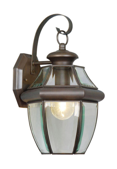 8.5 inch 1 Light Bronze Outdoor Wall Lantern Pendant Lighting Fixture with Clear Beveled Glass Shade-Lighting LumensLantern