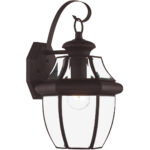 8.5 inch 1 Light Bronze Outdoor Wall Lantern Pendant Lighting Fixture with Clear Beveled Glass Shade-Lighting LumensLantern