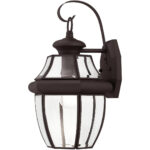 8.5 inch 1 Light Bronze Outdoor Wall Lantern Pendant Lighting Fixture with Clear Beveled Glass Shade-Lighting LumensLantern