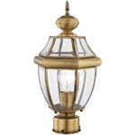 1 Light Antique Brass Outdoor Post Lantern Pendant Lighting Fixture with Clear Beveled Glass Shade-Lighting LumensLantern