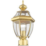 1 Light Polished Brass Outdoor Post Lantern Pendant Lighting Fixture with Clear Beveled Glass Shade-Lighting LumensLantern