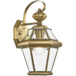 8.5 inch 1 Light Antique Brass Outdoor Wall Lantern Pendant Lighting Fixture with Clear Beveled Glass Shade-Lighting LumensLantern