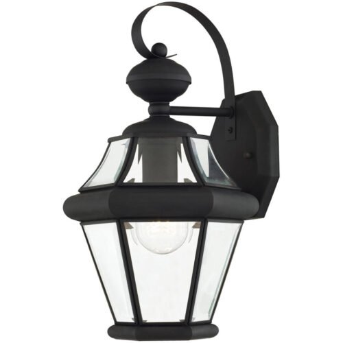 8.5 inch 1 Light Black Outdoor Wall Lantern Pendant Lighting Fixture with Clear Beveled Glass Shade-Lighting LumensLantern