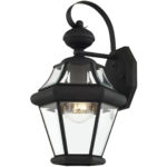 8.5 inch 1 Light Black Outdoor Wall Lantern Pendant Lighting Fixture with Clear Beveled Glass Shade-Lighting LumensLantern