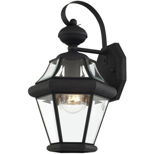 8.5 inch 1 Light Black Outdoor Wall Lantern Pendant Lighting Fixture with Clear Beveled Glass Shade-Lighting LumensLantern