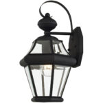 8.5 inch 1 Light Black Outdoor Wall Lantern Pendant Lighting Fixture with Clear Beveled Glass Shade-Lighting LumensLantern