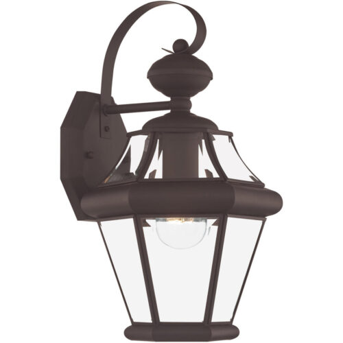 8.5 inch 1 Light Bronze Outdoor Wall Lantern Pendant Lighting Fixture with Clear Beveled Glass Shade-Lighting LumensLantern