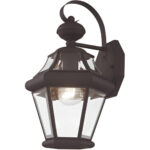 8.5 inch 1 Light Bronze Outdoor Wall Lantern Pendant Lighting Fixture with Clear Beveled Glass Shade-Lighting LumensLantern