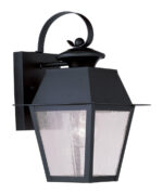 7.5 inch 1 Light Black Outdoor Wall Lantern Pendant Lighting Fixture with Seeded Glass Shade-Lighting LumensLantern