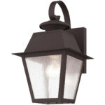 7.5 inch 1 Light Bronze Outdoor Wall Lantern Pendant Lighting Fixture with Seeded Glass Shade-Lighting LumensLantern