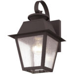 7.5 inch 1 Light Bronze Outdoor Wall Lantern Pendant Lighting Fixture with Seeded Glass Shade-Lighting LumensLantern