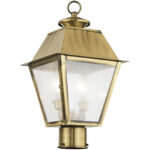 9 inch 2 Light Antique Brass Post-Top Lantern Pendant Lighting Fixture with Seeded Glass Shade-Lighting LumensLantern