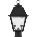 9 inch 2 Light Black Outdoor Post Lantern Pendant Lighting Fixture with Seeded Glass Shade-Lighting LumensLantern