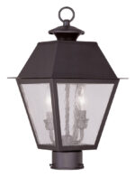 9 inch 2 Light Bronze Outdoor Post Lantern Pendant Lighting Fixture with Seeded Glass Shade-Lighting LumensLantern