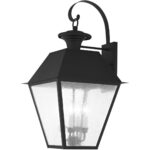 15 inch 4 Light Black Outdoor Wall Lantern Pendant Lighting Fixture with Seeded Glass Shade-Lighting LumensLantern