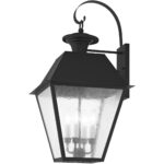 15 inch 4 Light Black Outdoor Wall Lantern Pendant Lighting Fixture with Seeded Glass Shade-Lighting LumensLantern