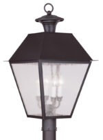 15 inch 4 Light Bronze Outdoor Post Lantern Pendant Lighting Fixture with Seeded Glass Shade-Lighting LumensLantern