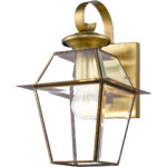 7.5 inch 1 Light Antique Brass Outdoor Wall Lantern Pendant Lighting Fixture with Clear Beveled Glass Shade-Lighting LumensLantern