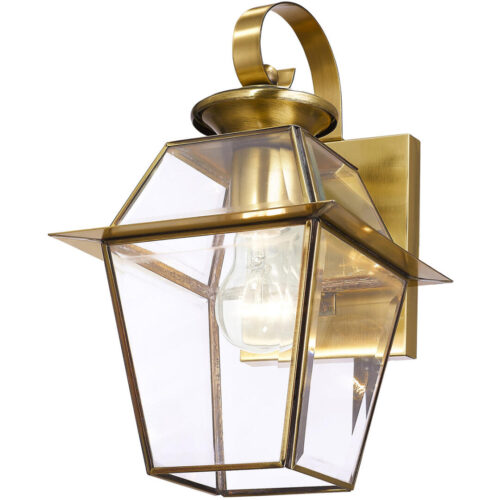 7.5 inch 1 Light Antique Brass Outdoor Wall Lantern Pendant Lighting Fixture with Clear Beveled Glass Shade-Lighting LumensLantern