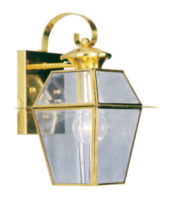 7.5 inch 1 Light Polished Brass Outdoor Wall Lantern Pendant Lighting Fixture with Clear Beveled Glass Shade-Lighting LumensLantern